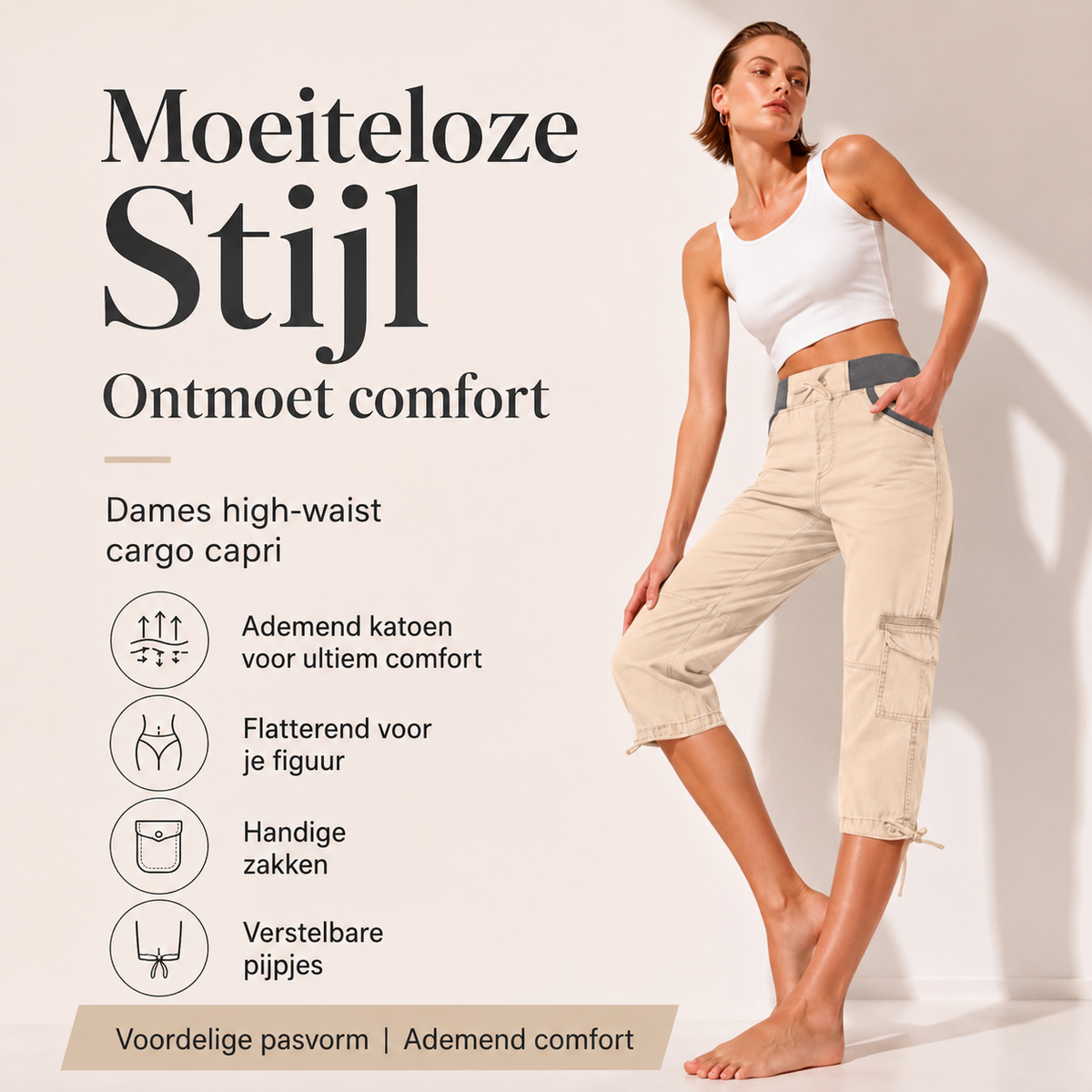 Els™ | Cargo Capri Broek Met Hoge Taille