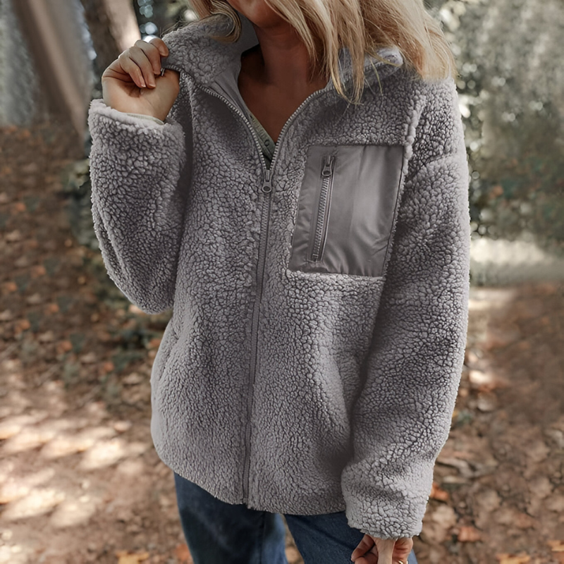 Faye™ | Warme Teddy Fleece Jas met Rits
