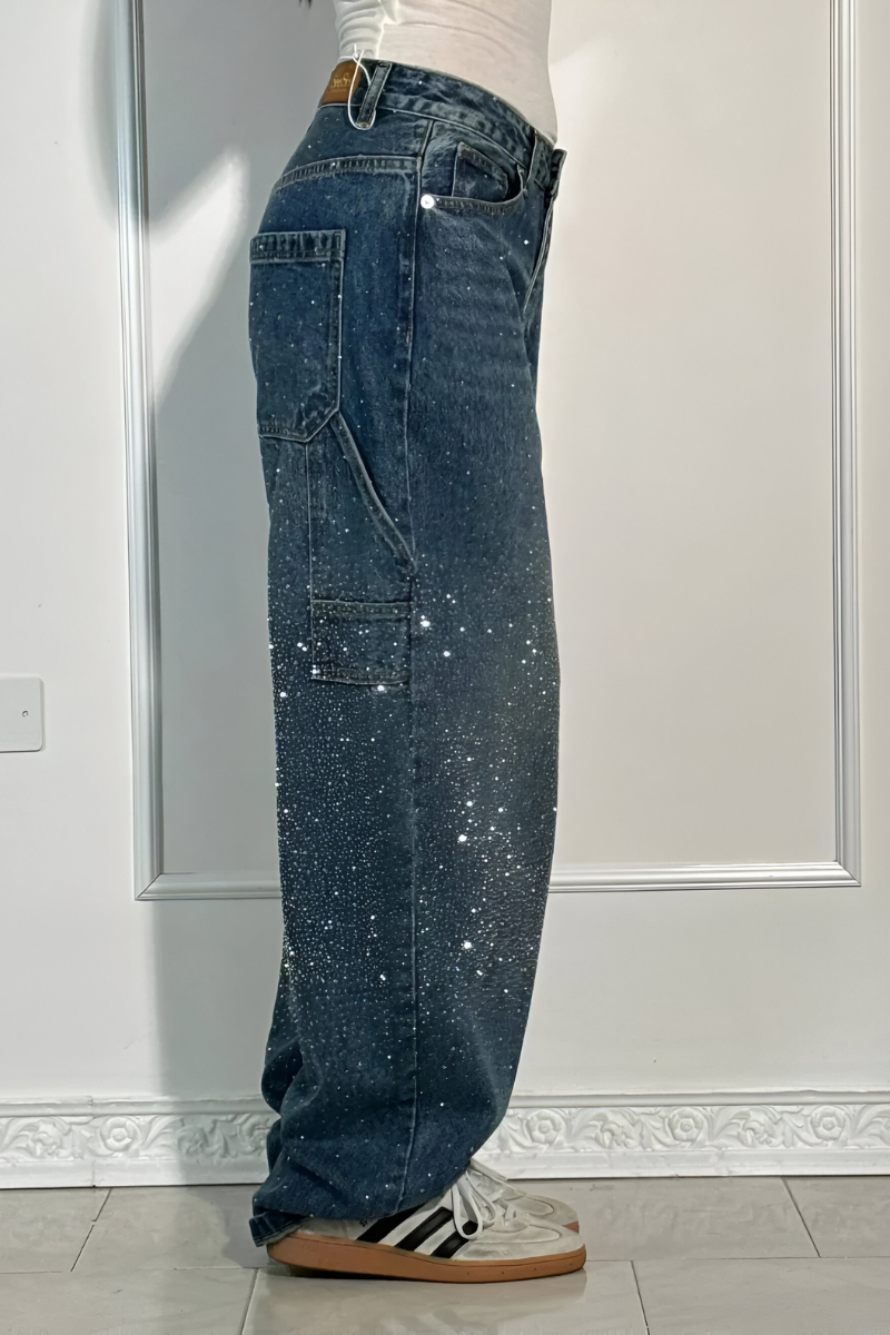 Maris™ | Moderne sprankelende wijde jeans