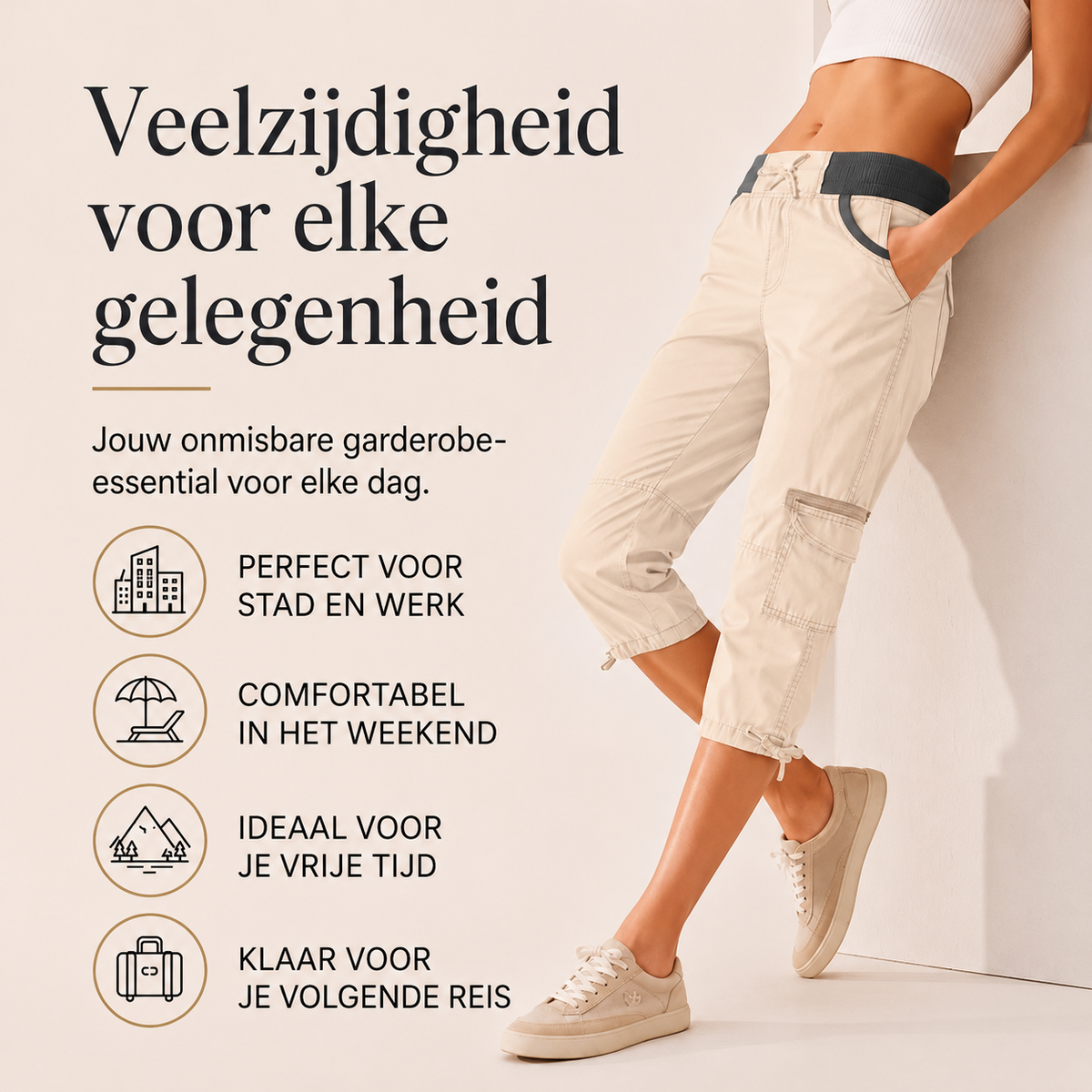 Els™ | Cargo Capri Broek Met Hoge Taille