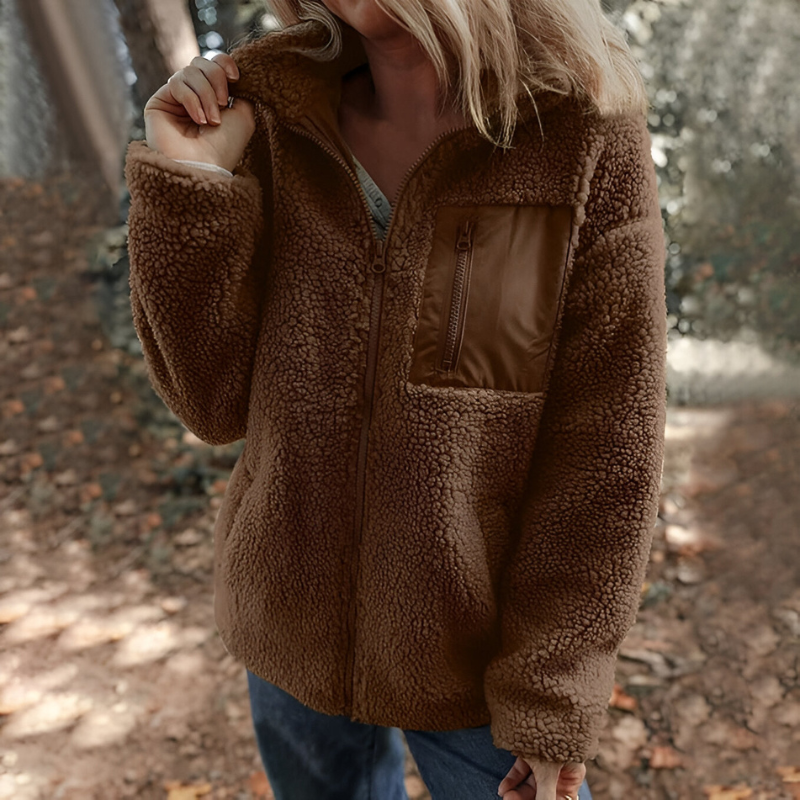 Faye™ | Warme Teddy Fleece Jas met Rits