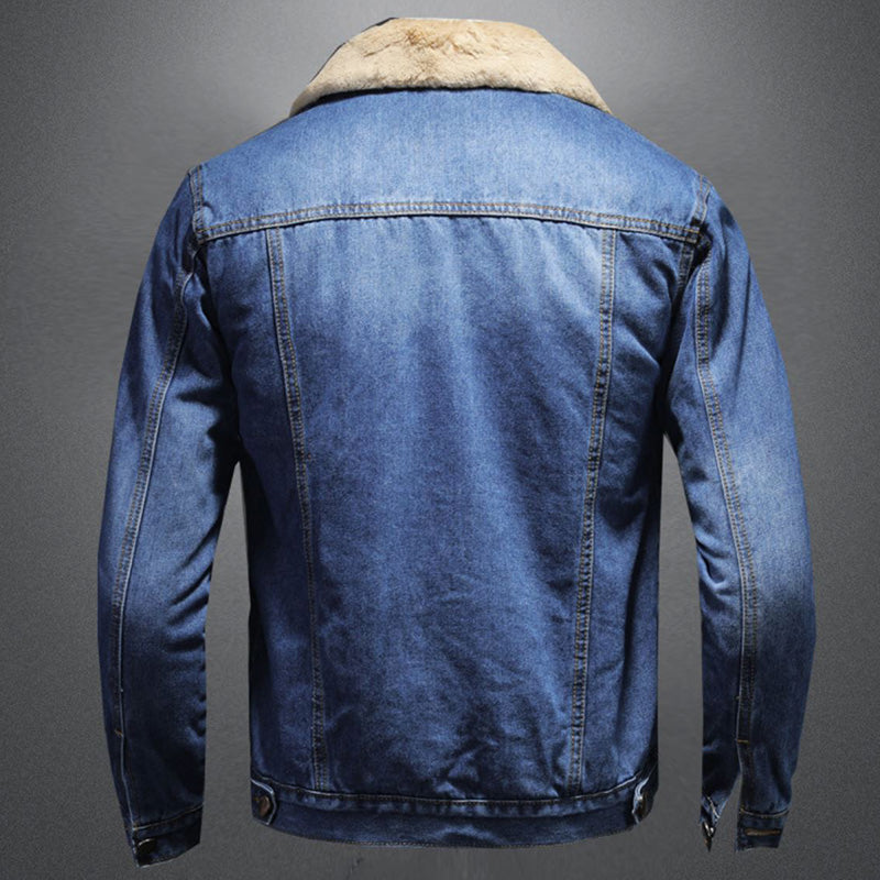 Daniel | Warme denim jas met teddykraag