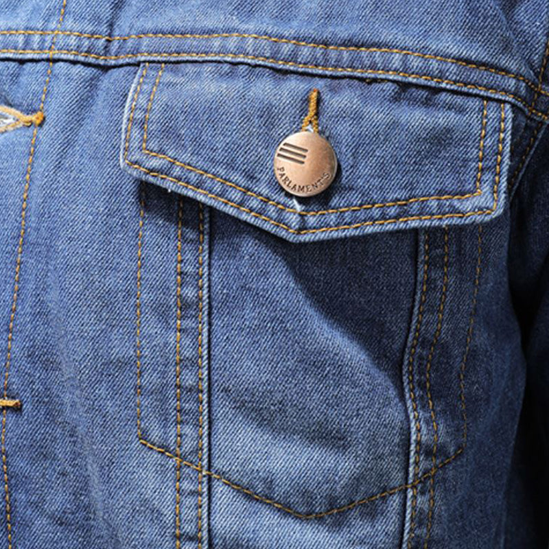 Daniel | Warme denim jas met teddykraag