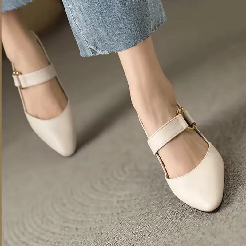 Vera | Leren slingback pumps met lage blokhak