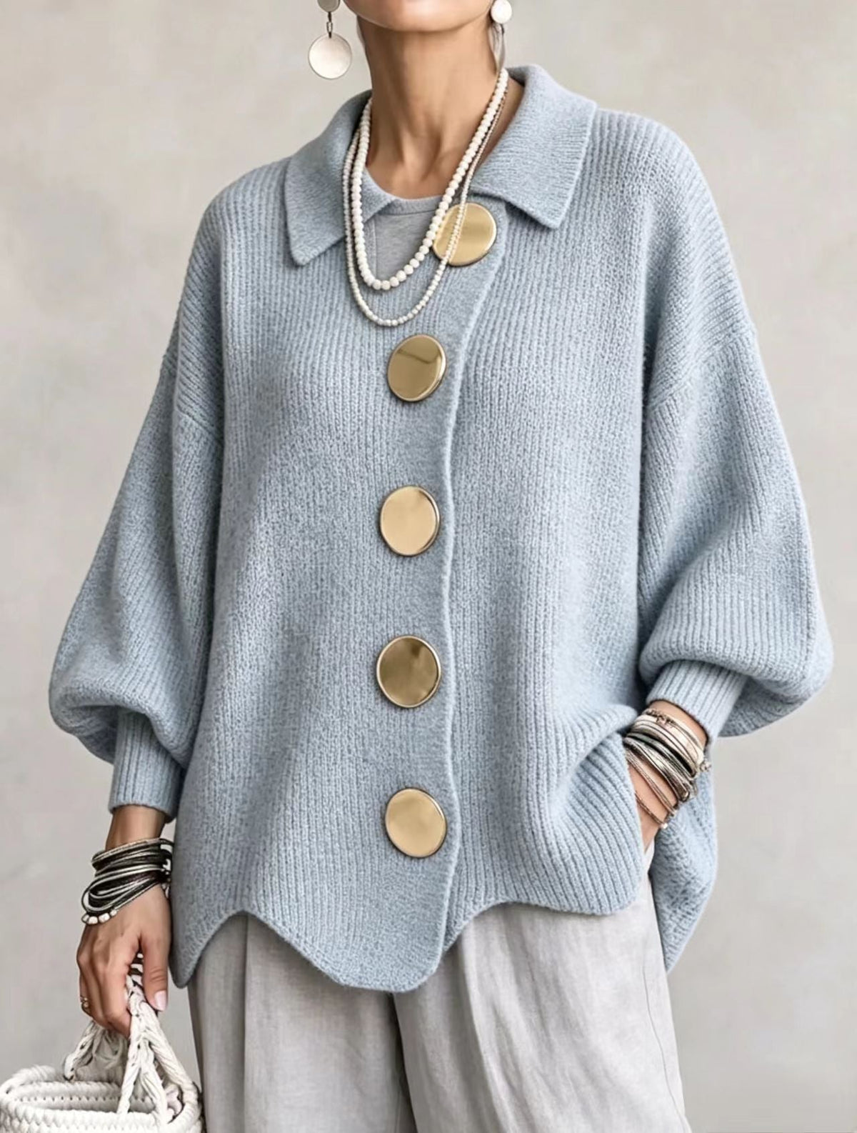 Isadora | Oversized vest met gouden knopen