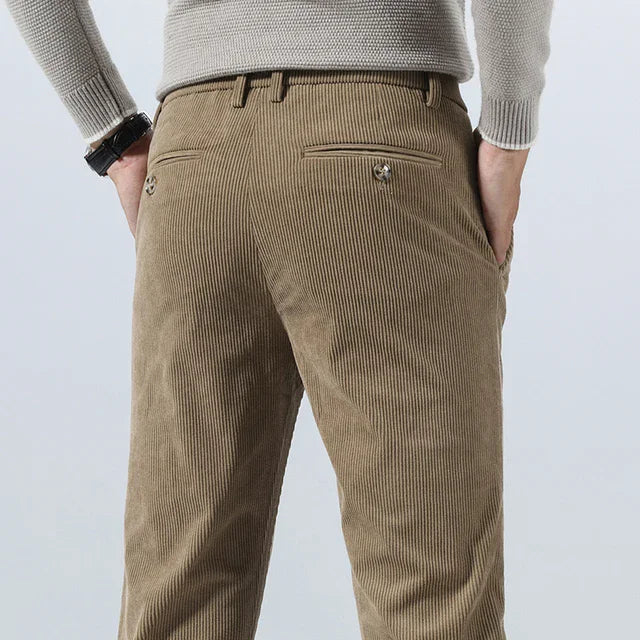 Gerard | Ribcord pantalon met bandplooi