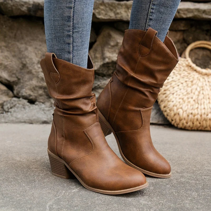 Lyona | Cowboylaarzen met blokhak