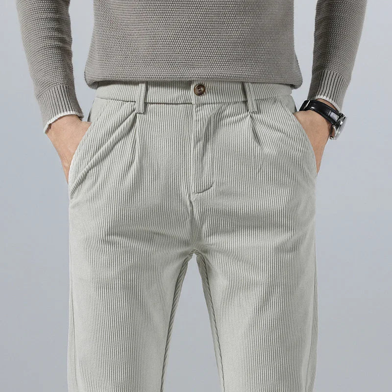 Gerard | Ribcord pantalon met bandplooi