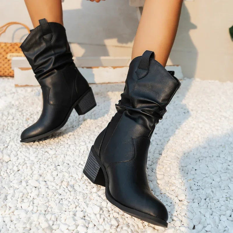Lyona | Cowboylaarzen met blokhak