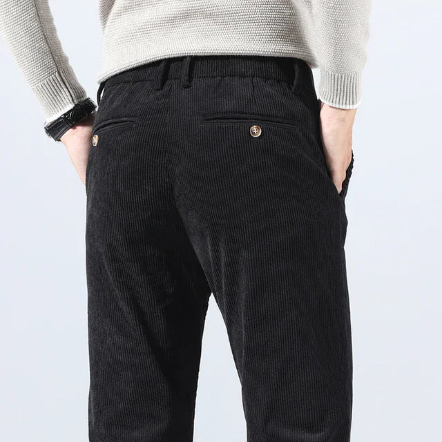 Gerard | Ribcord pantalon met bandplooi