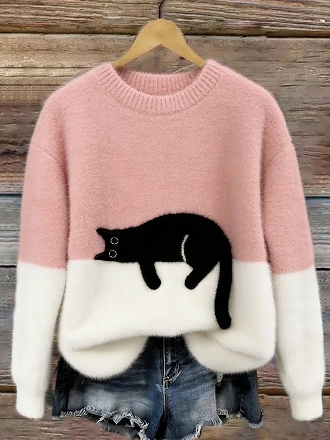 Paula™ | Zachte Oversized Trui Met Kattenprint