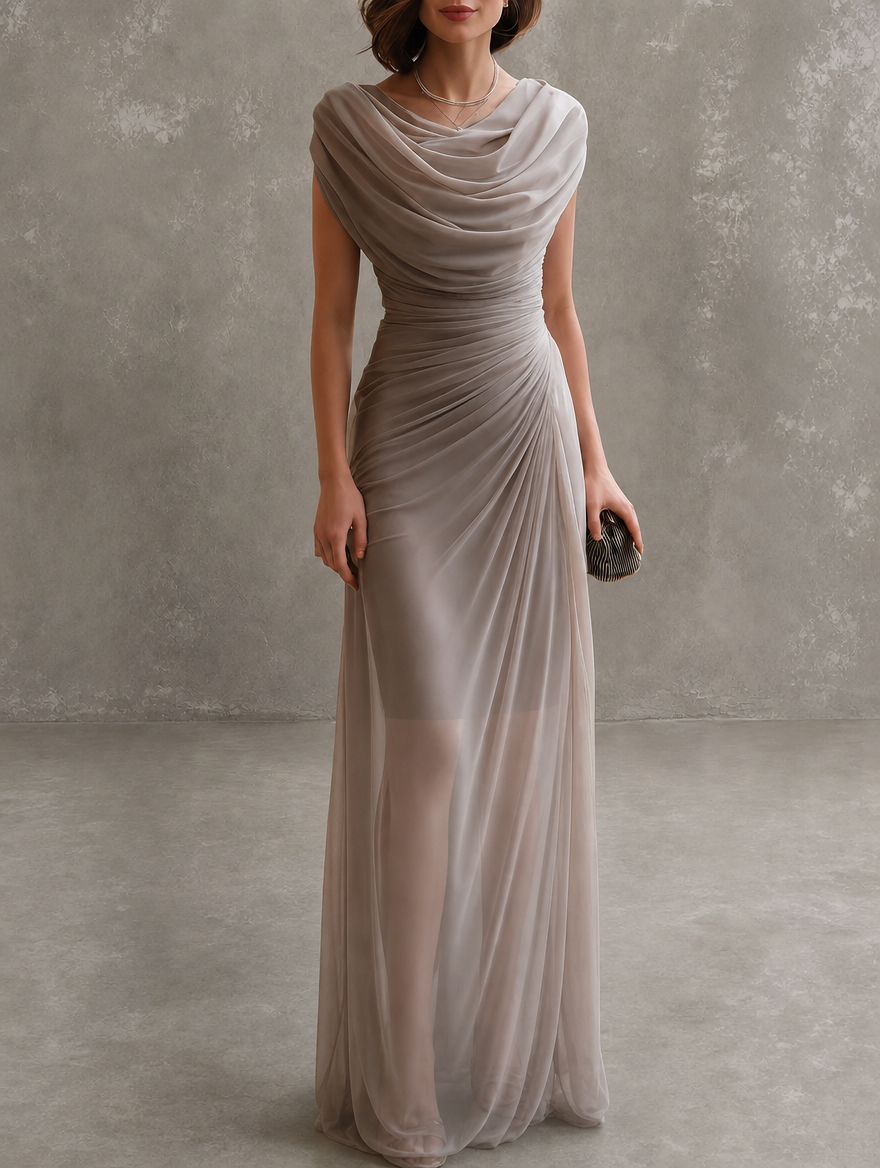 Jilliann | Gedrapeerde maxi-jurk