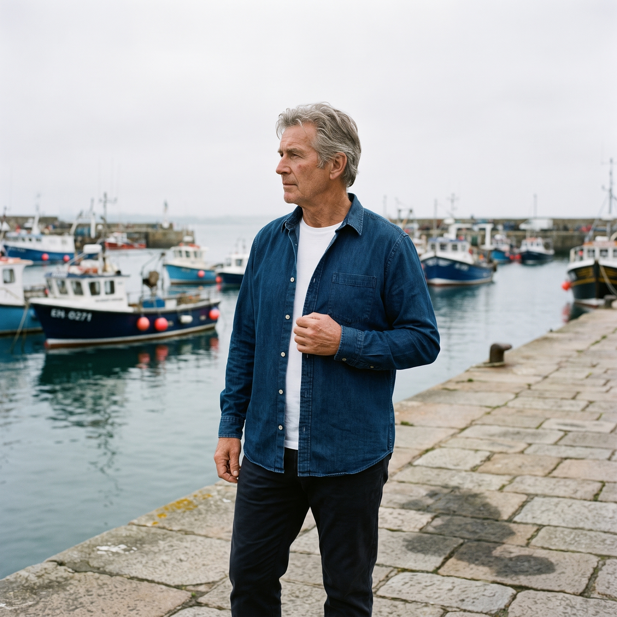 Wessel | Denimlook overhemd met borstzak