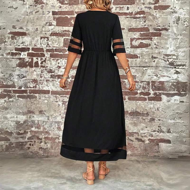 Cerelia | Elegante midi-jurk met kanten panelen