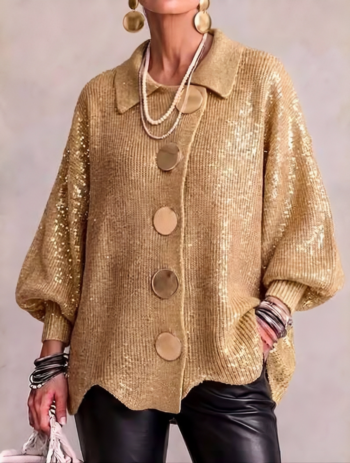 Isadora | Oversized vest met gouden knopen